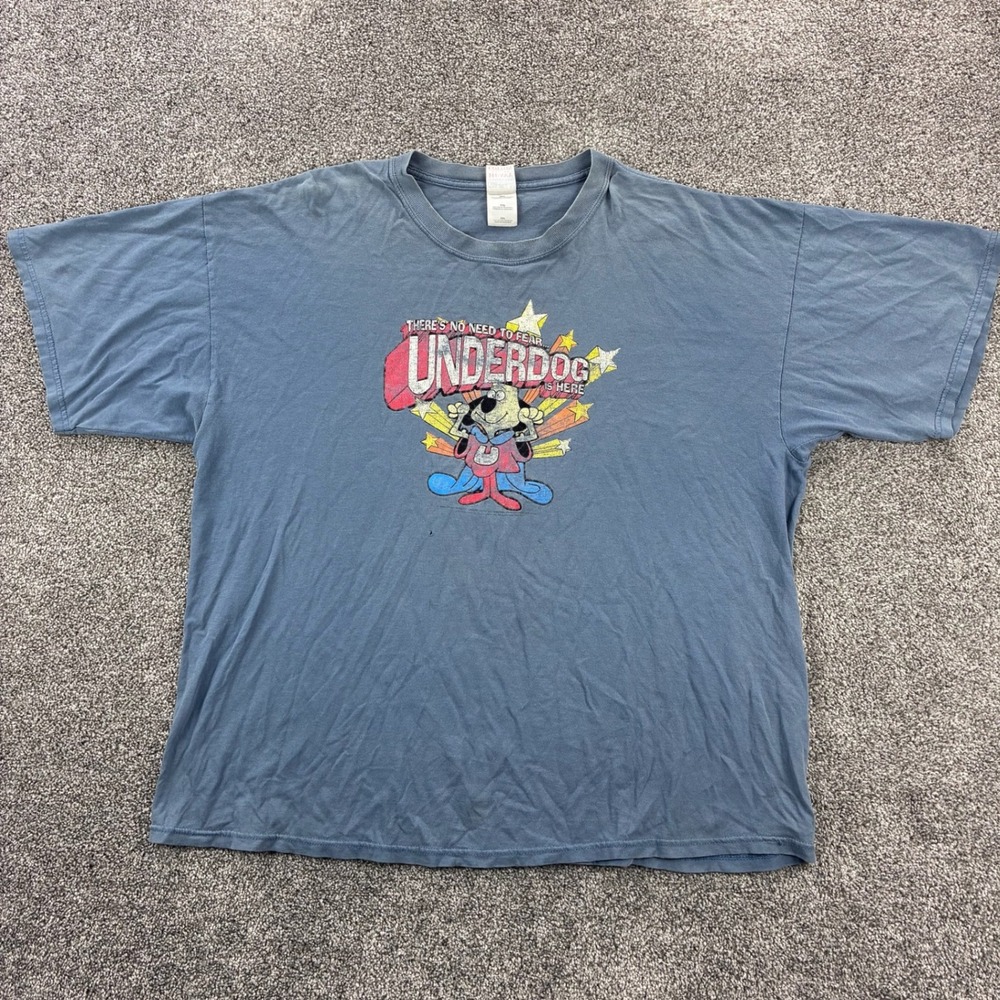 Vintage Underdog Shirt Mens 2XL Blue No Need To Fear Underdog Is Here Cartoon